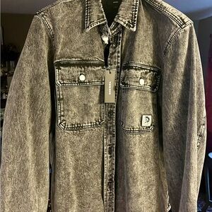 Diesel Black & Gray Mens Washed Denim Shirt Jacket - New (never worn)
